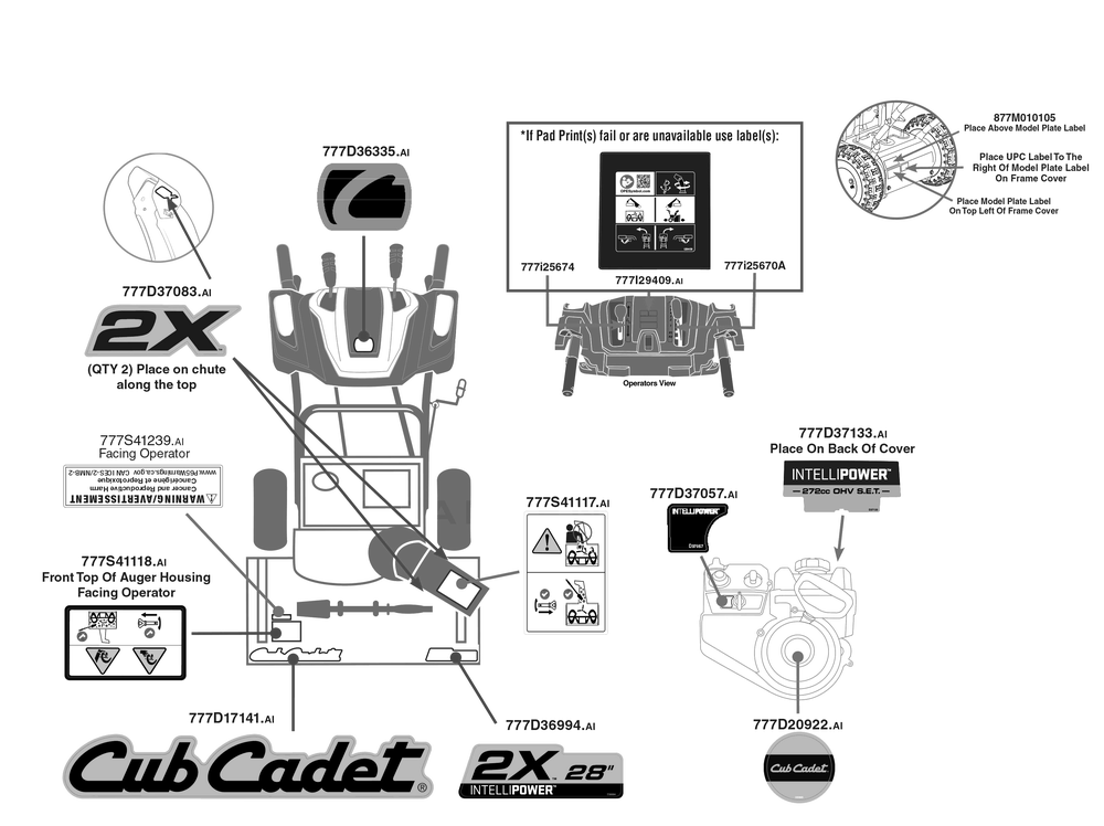 Label Map Diagram and Parts List for 2X28-INCH (31AH5IVTB56)(2023) Cub Cadet Snow Blower